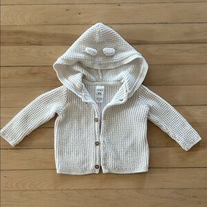Carter’s - Cozy White Knit Baby Bear Hoodie - Cream - size 3-6M
